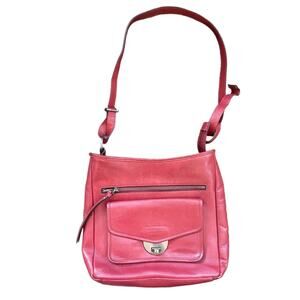 Tignanello Red Leather Crossbody Bag Purse Pockets Handbag Messenger Saddle